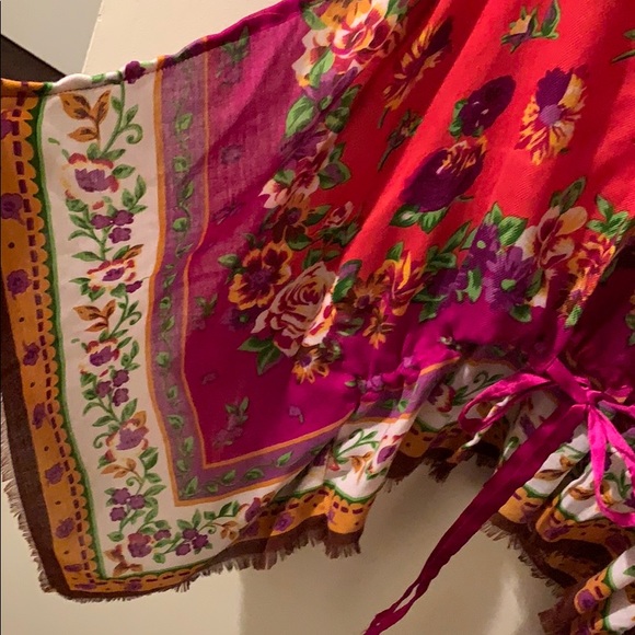 Betsey Johnson Orange & Purple floral wrap top - Picture 5 of 10